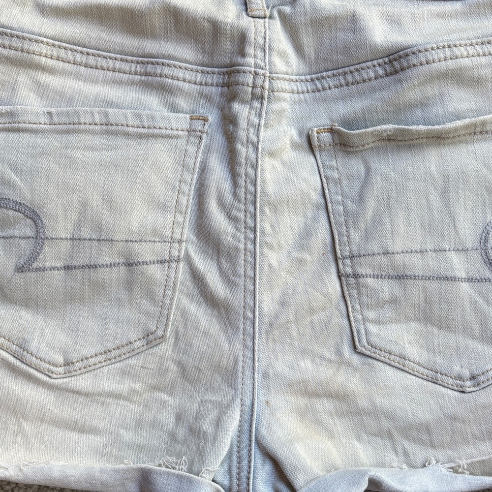 🪷American Eagle Outfitters Super Stretch Light Wash Blue Denim Shorts - Picture 7 of 9